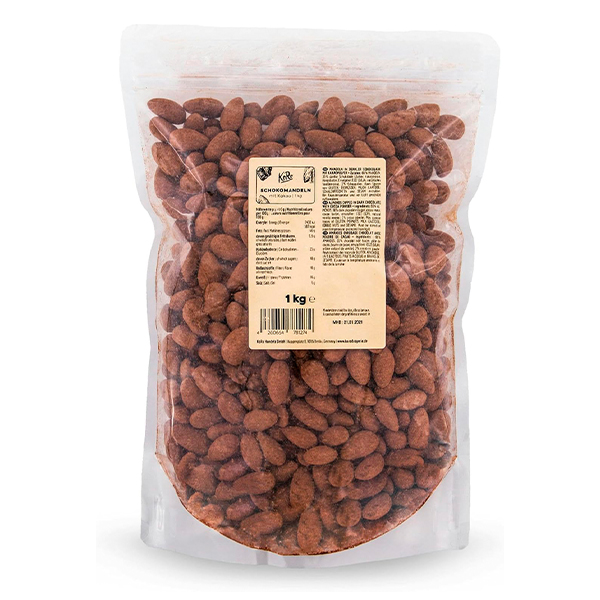 Almendras con fina capa de chocolate negro y cacao 65g